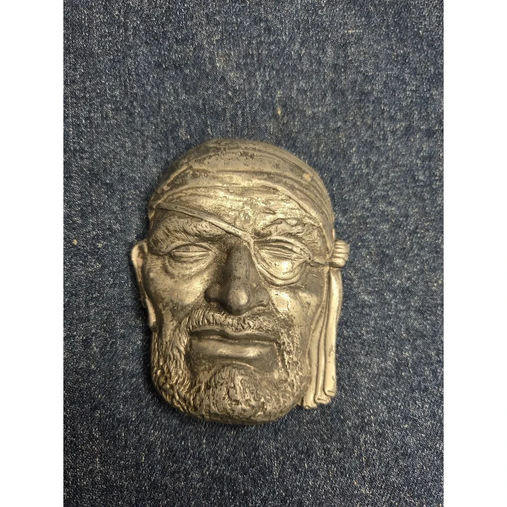 Vintage Large Pirate Head Silver Belt Buckle - Collectible